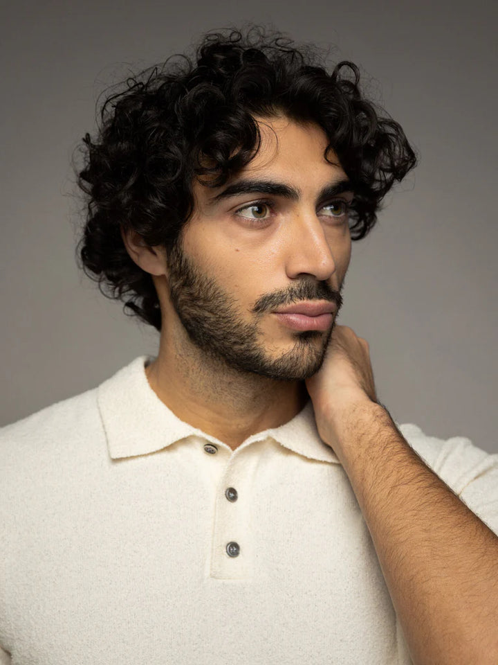KYLE BOUCLE POLO (ECRU) - MOS MOSH GALLERY