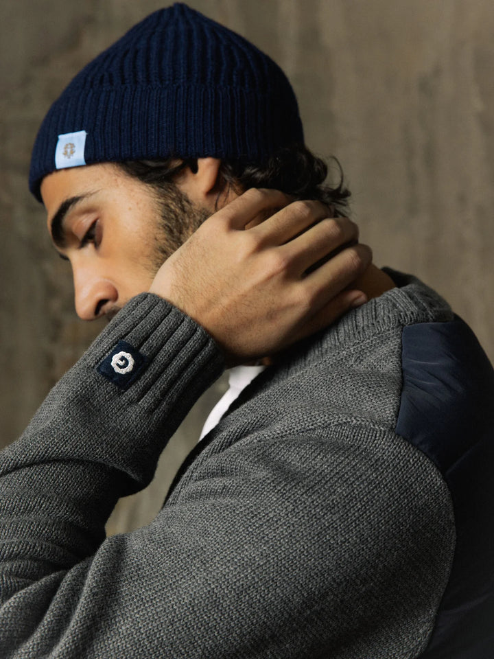DONLEY QUILT BACK CARDIGAN (GREY) - MOS MOSH GALLERY