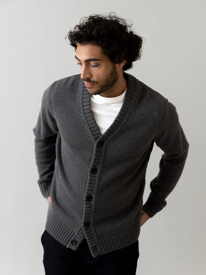 DONLEY QUILT BACK CARDIGAN (GREY) - MOS MOSH GALLERY