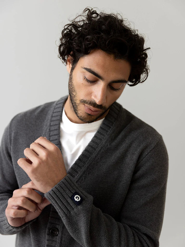 DONLEY QUILT BACK CARDIGAN (GREY) - MOS MOSH GALLERY