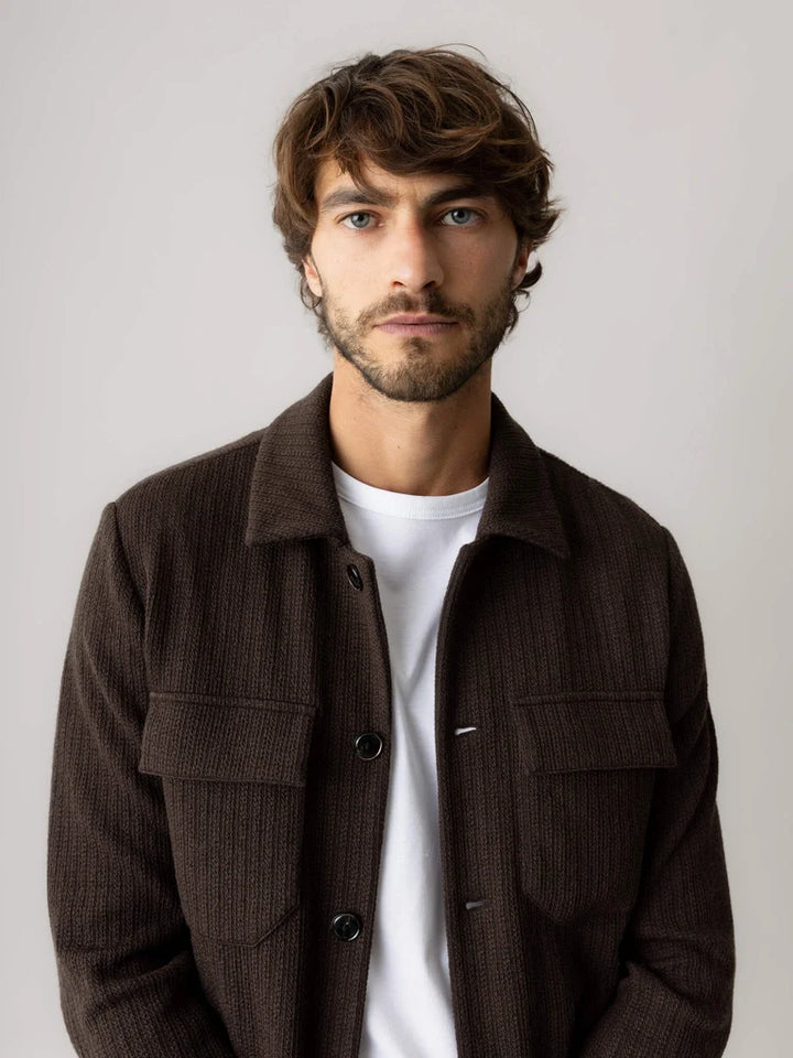 AUSTIN KNIT OVERSHIRT (COFFEE) - MOS MOSH GALLERY