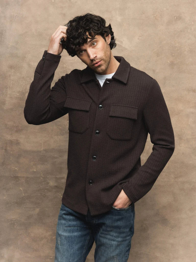 AUSTIN KNIT OVERSHIRT (COFFEE) - MOS MOSH GALLERY