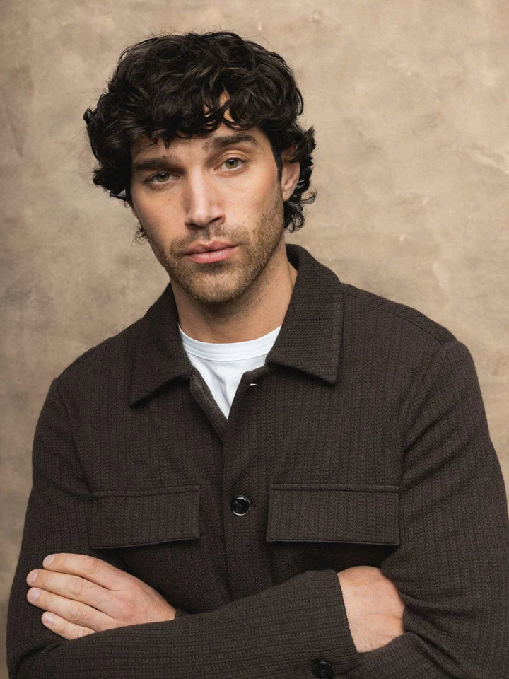 AUSTIN KNIT OVERSHIRT (COFFEE) - MOS MOSH GALLERY