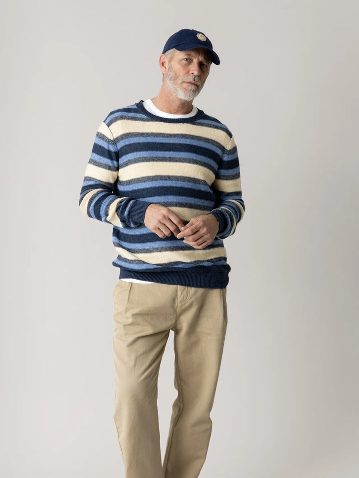 LAPORTE LINEN CREWNECK KNIT (NAVY) - MOS MOSH GALLERY