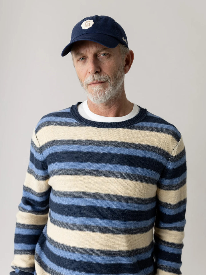 LAPORTE LINEN CREWNECK KNIT (NAVY) - MOS MOSH GALLERY