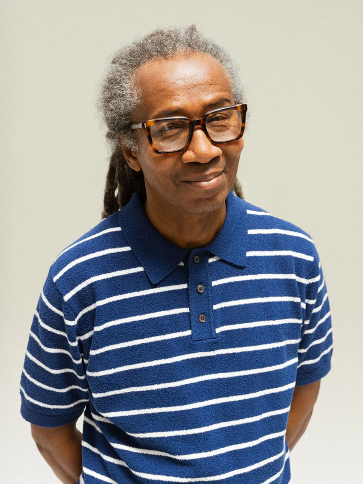 KYLE BOUCLE STRIPE POLO (ESTATE BLUE) - MOS MOSH GALLERY
