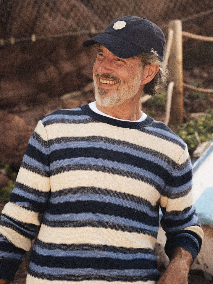 LAPORTE LINEN CREWNECK KNIT (NAVY) - MOS MOSH GALLERY