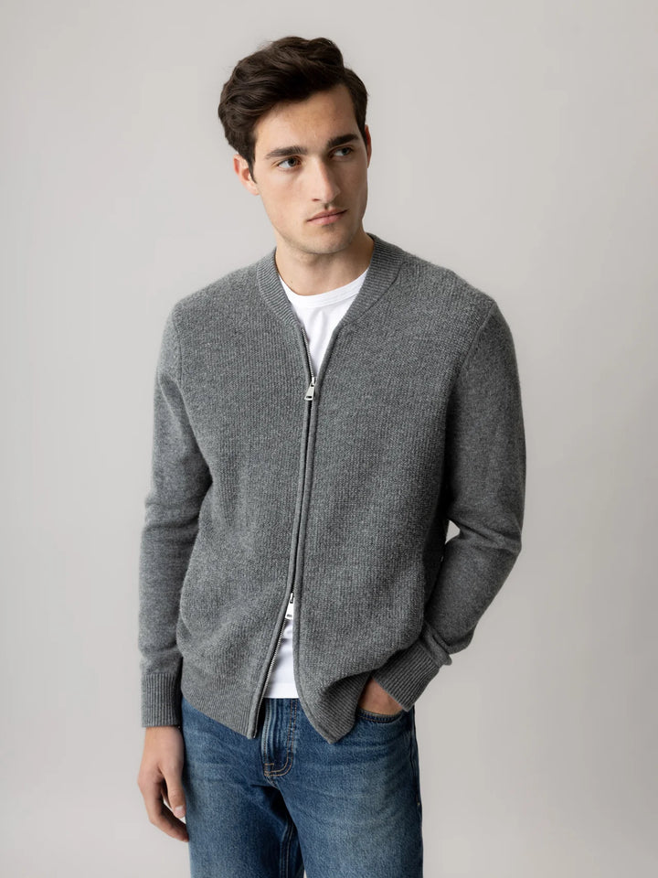 RYAN SOFT ZIP CARDIGAN (CHARCOAL) - MOS MOSH GALLERY