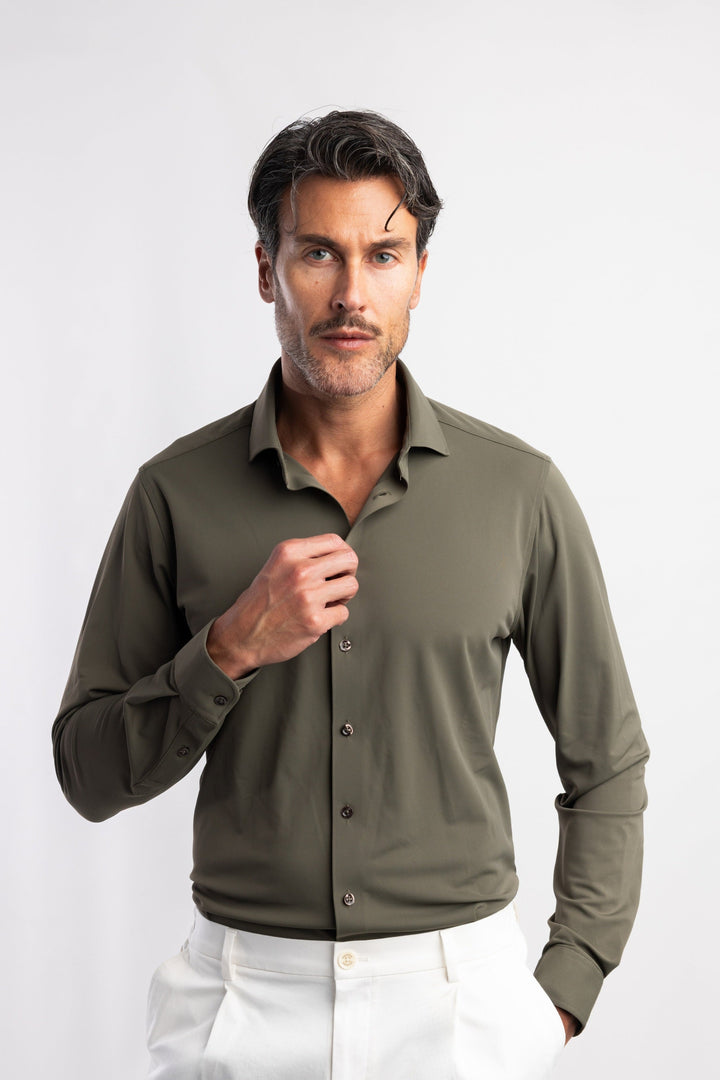 LOUNGE KNIT STRETCH SHIRT (ARMY) - BLUE INDUSTRY