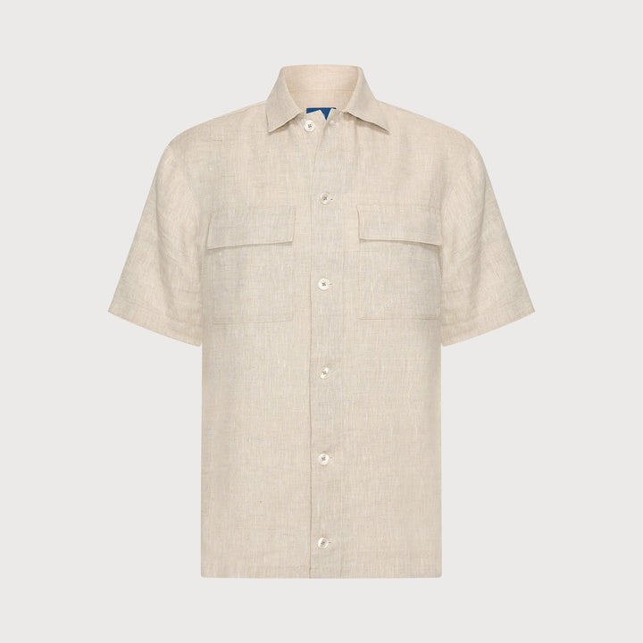 LINEN SHORTSLEEVE SHIRT (SAND) - BLUE INDUSTRY