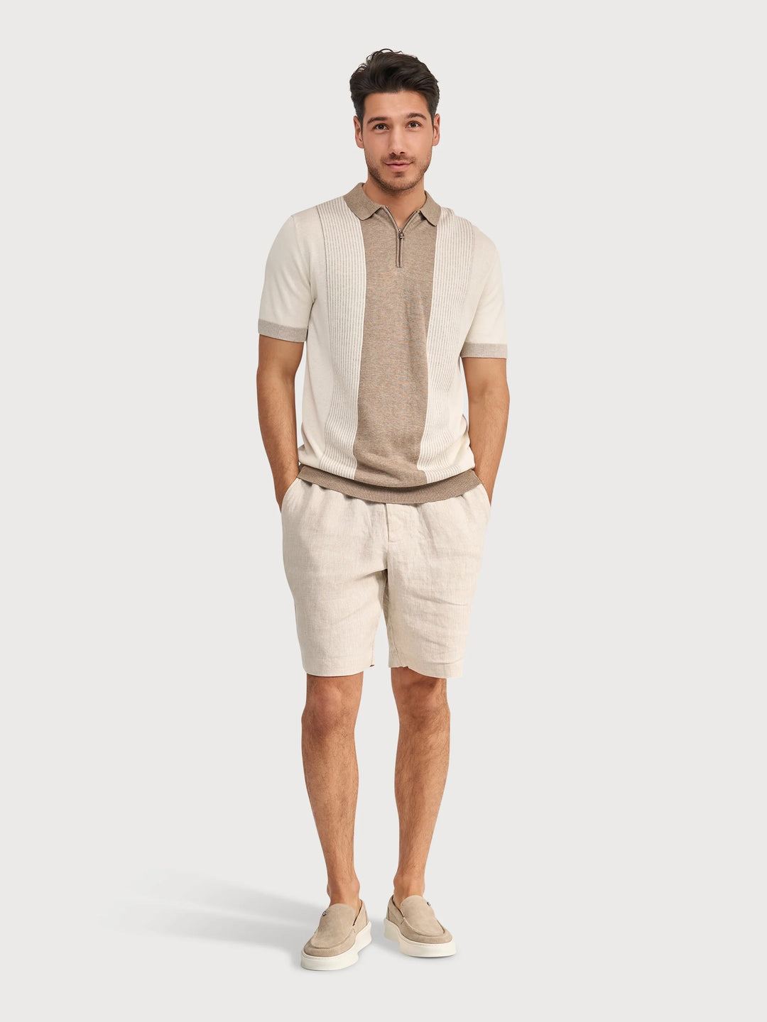 KNIT POLO SHIRT (STONE) - BLUE INDUSTRY