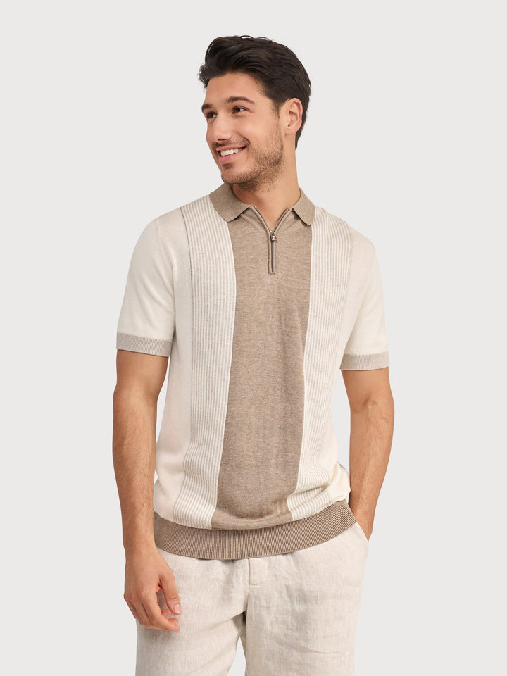 KNIT POLO SHIRT (STONE) - BLUE INDUSTRY