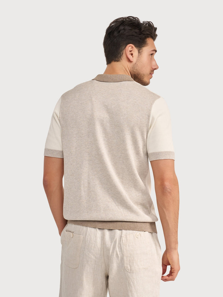 KNIT POLO SHIRT (STONE) - BLUE INDUSTRY