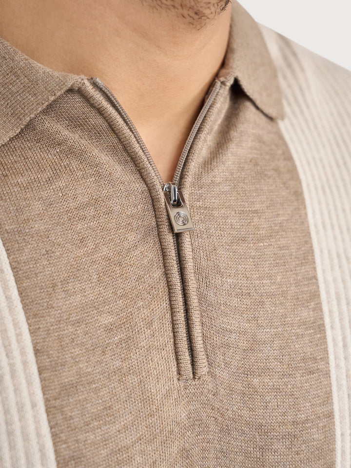 KNIT POLO SHIRT (STONE) - BLUE INDUSTRY