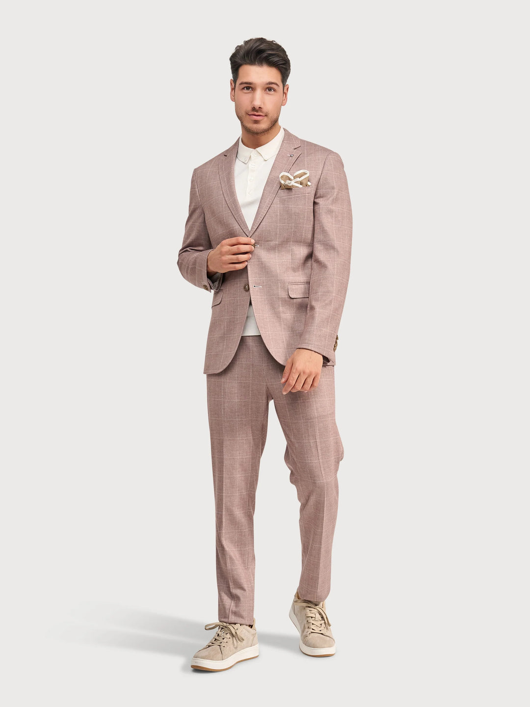 STEVEN CHECK PANT (TAUPE) - BLUE INDUSTRY