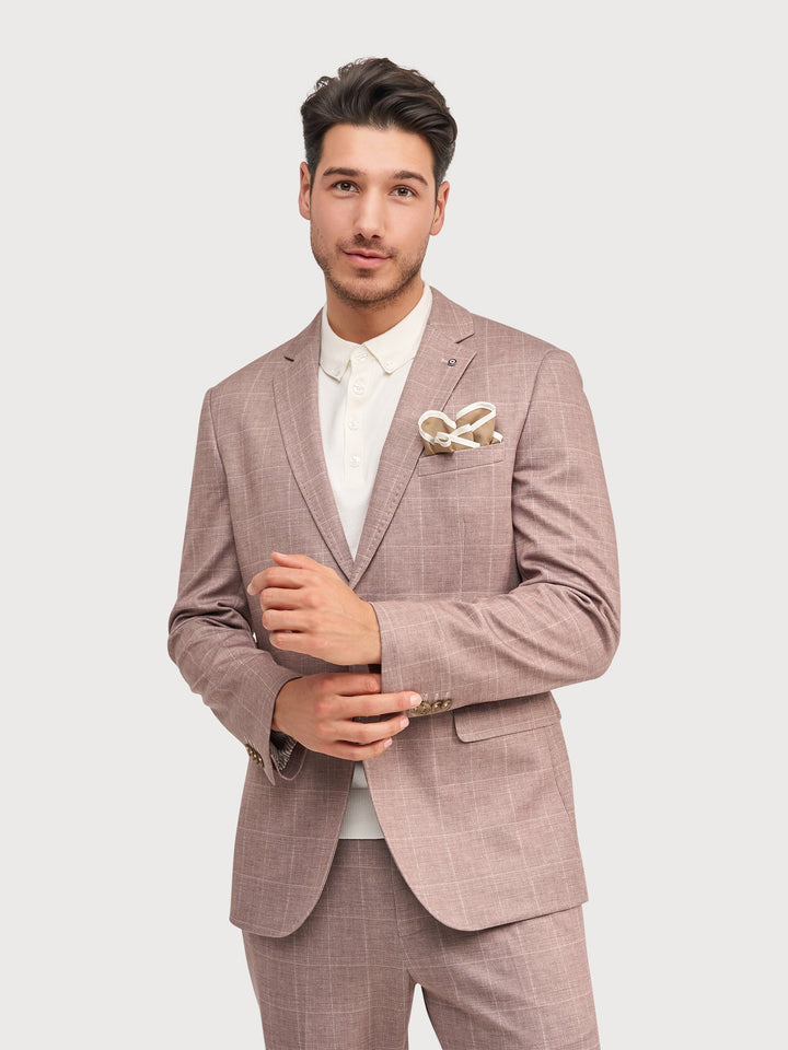 CHECK BLAZER (TAUPE) - BLUE INDUSTRY