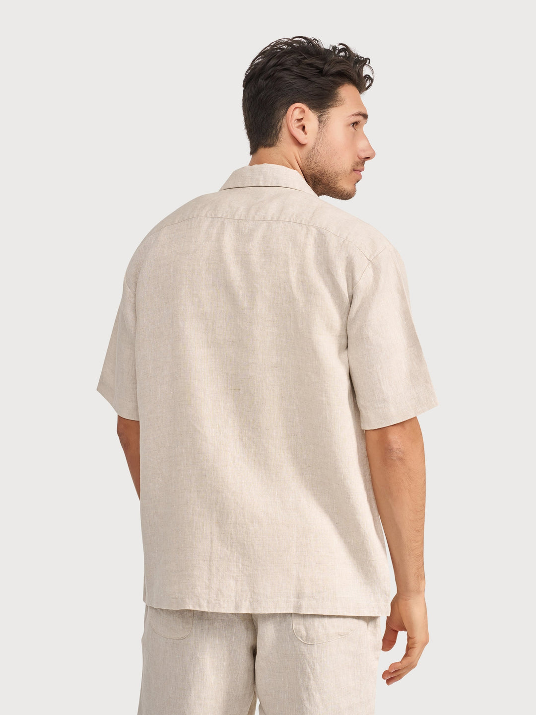 LINEN SHORTSLEEVE SHIRT (SAND) - BLUE INDUSTRY