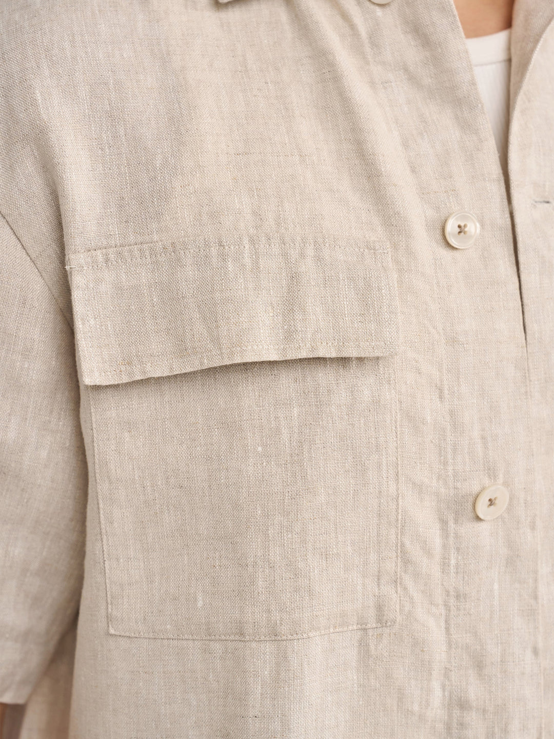 LINEN SHORTSLEEVE SHIRT (SAND) - BLUE INDUSTRY