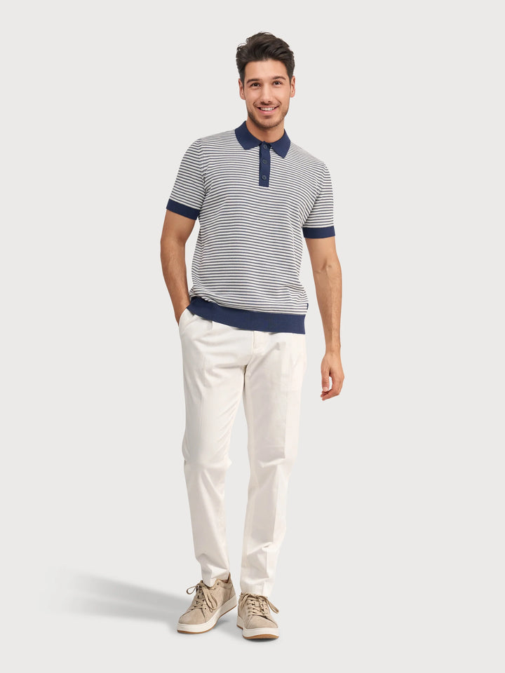 KNIT STRIPE POLO (DENIM) - BLUE INDUSTRY
