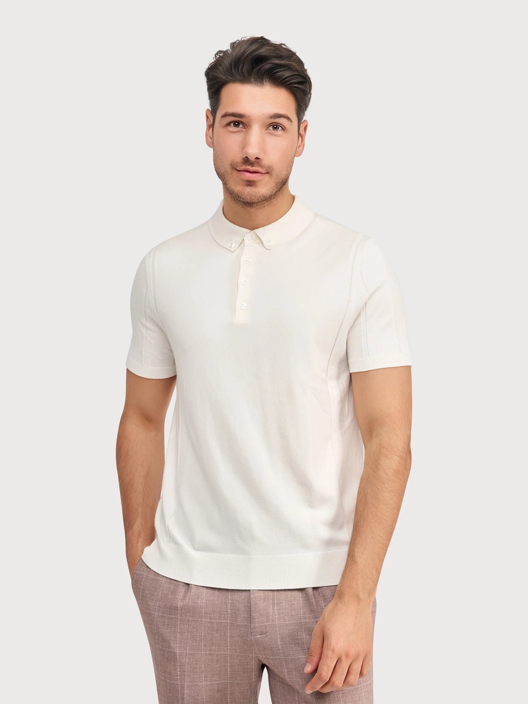 LUXE KNIT POLO (OFF WHITE) - BLUE INDUSTRY