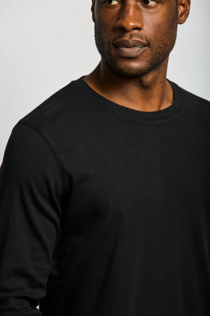 LONG SLEEVE CREW SLUB (BLACK) - EASY MONDAYS