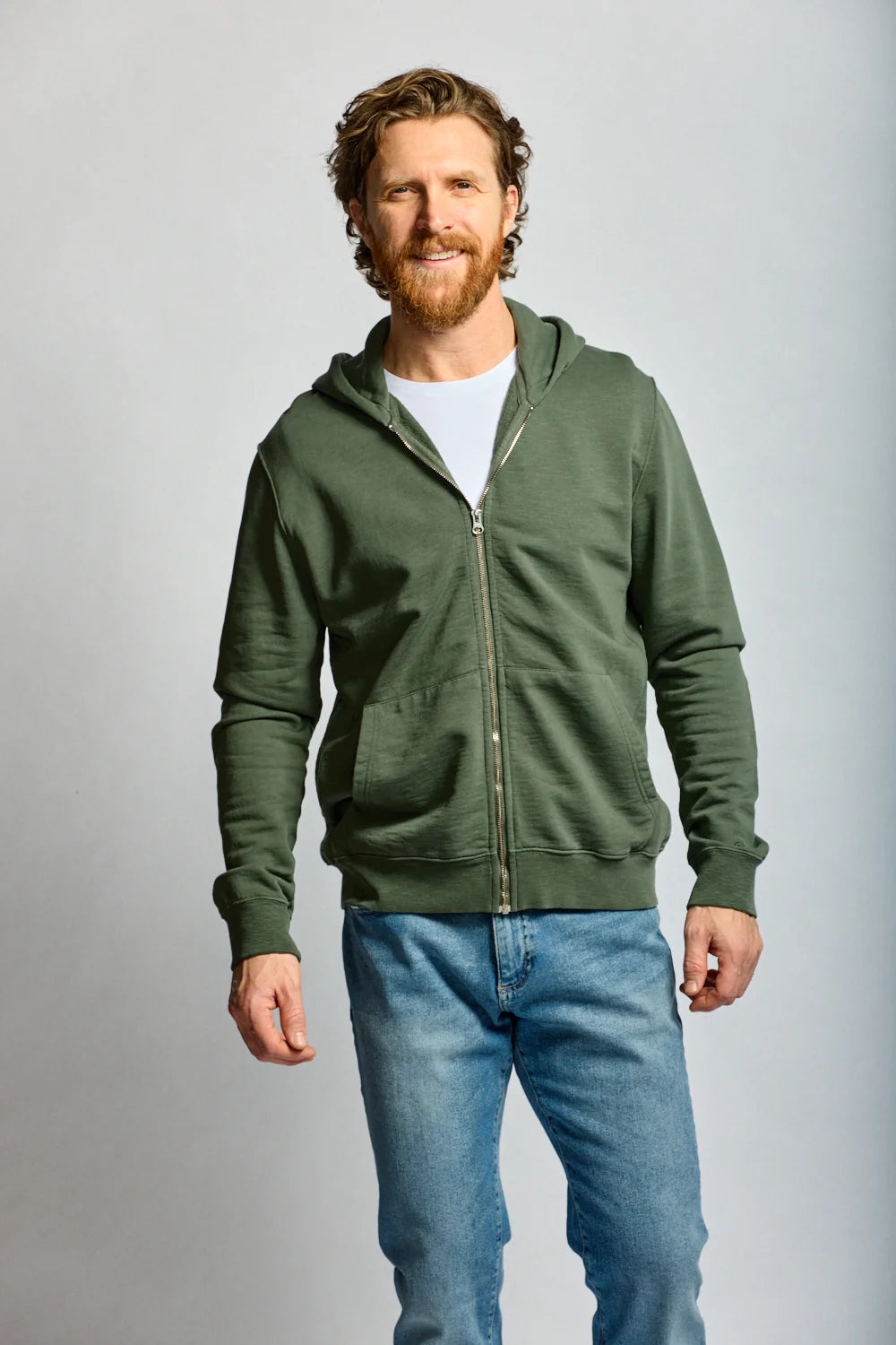 ZIP COTTON HOODIE (THYME) - EASY MONDAYS