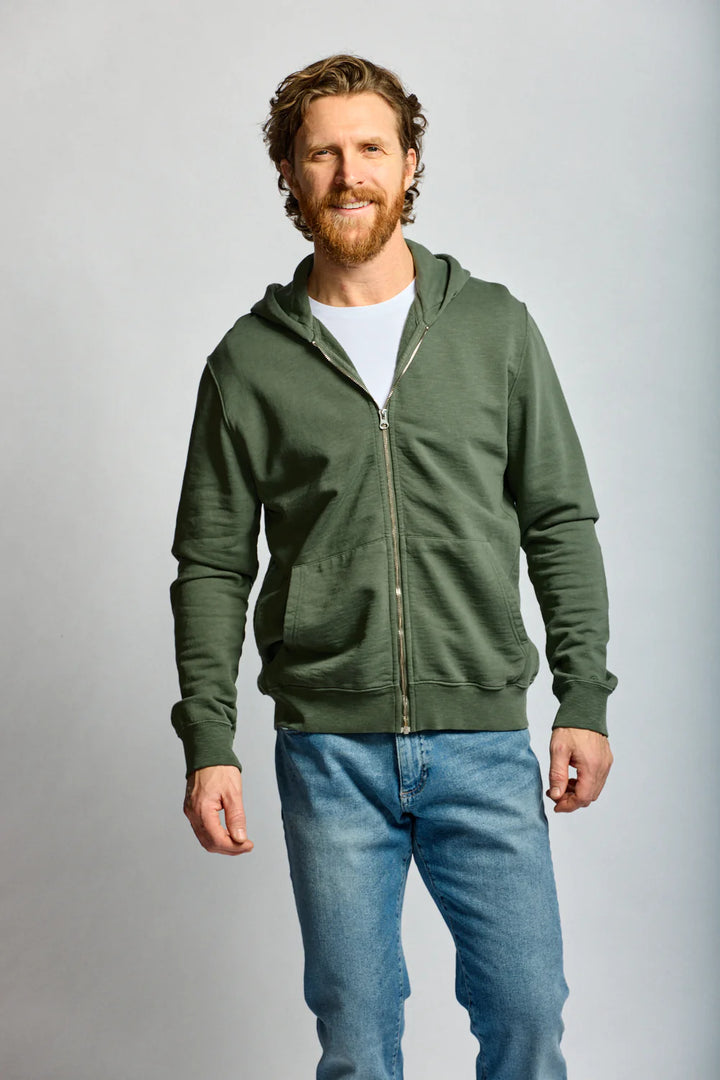 ZIP COTTON HOODIE (THYME) - EASY MONDAYS