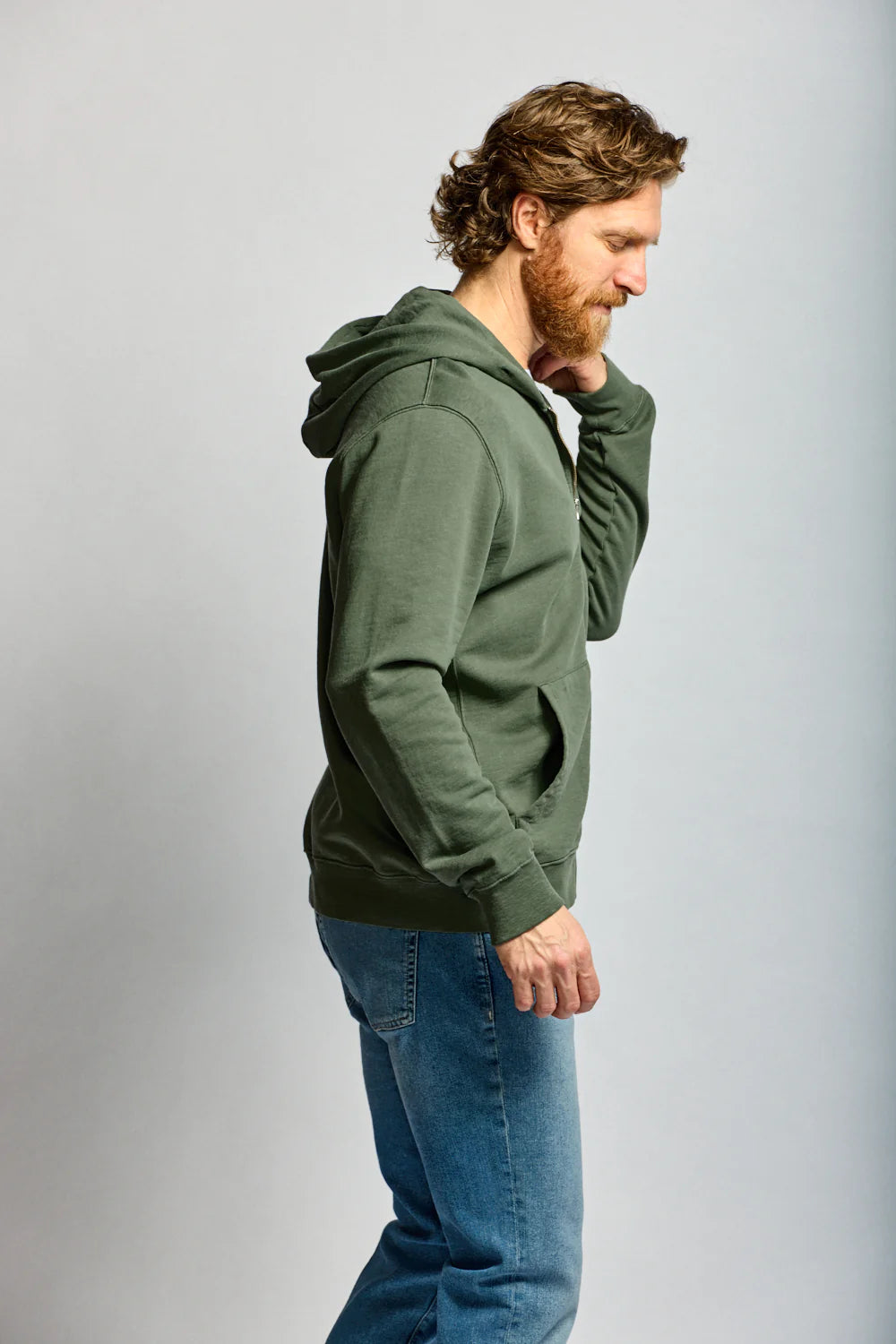 ZIP COTTON HOODIE (THYME) - EASY MONDAYS
