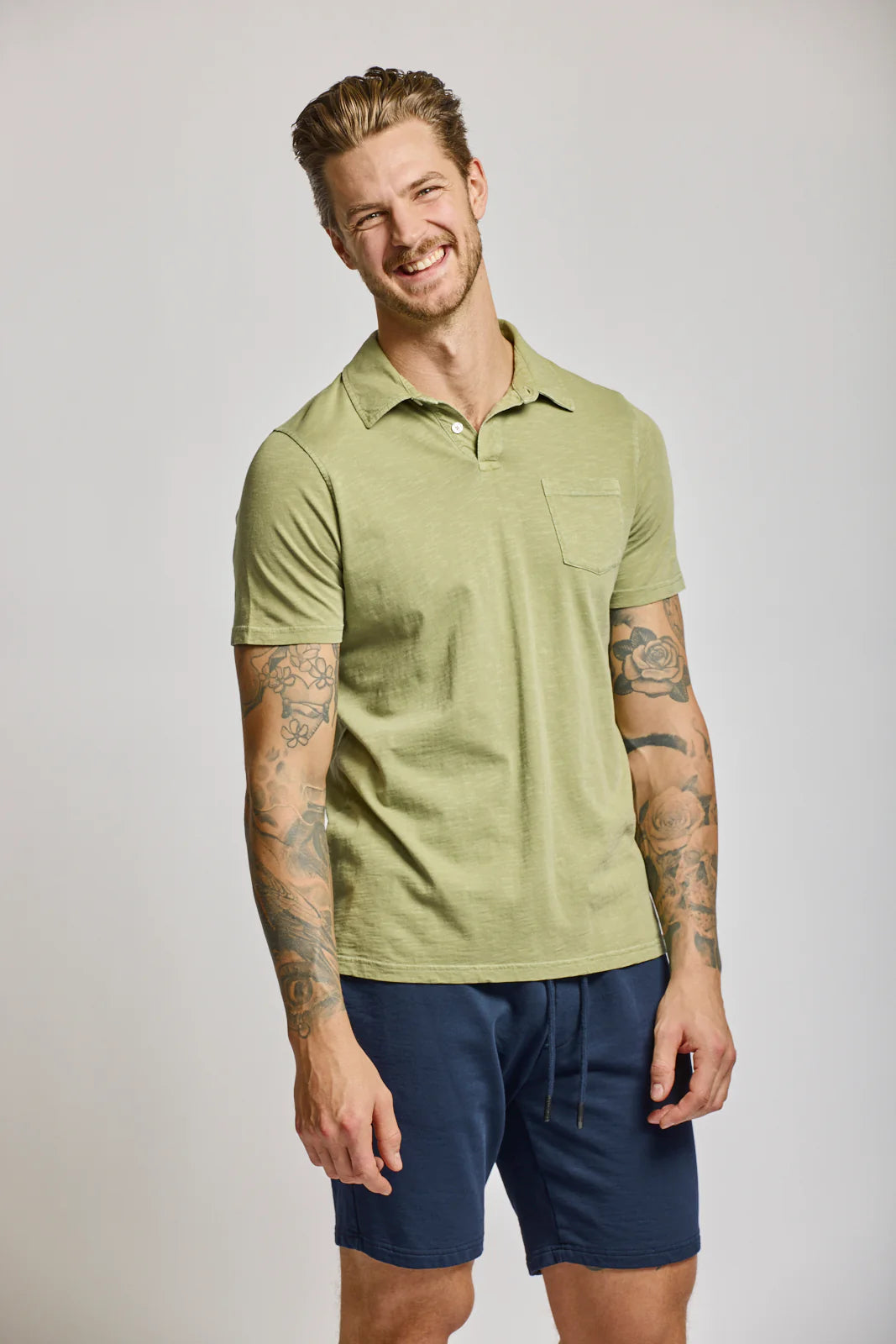 SLUB POLO (SAGE) - EASY MONDAYS