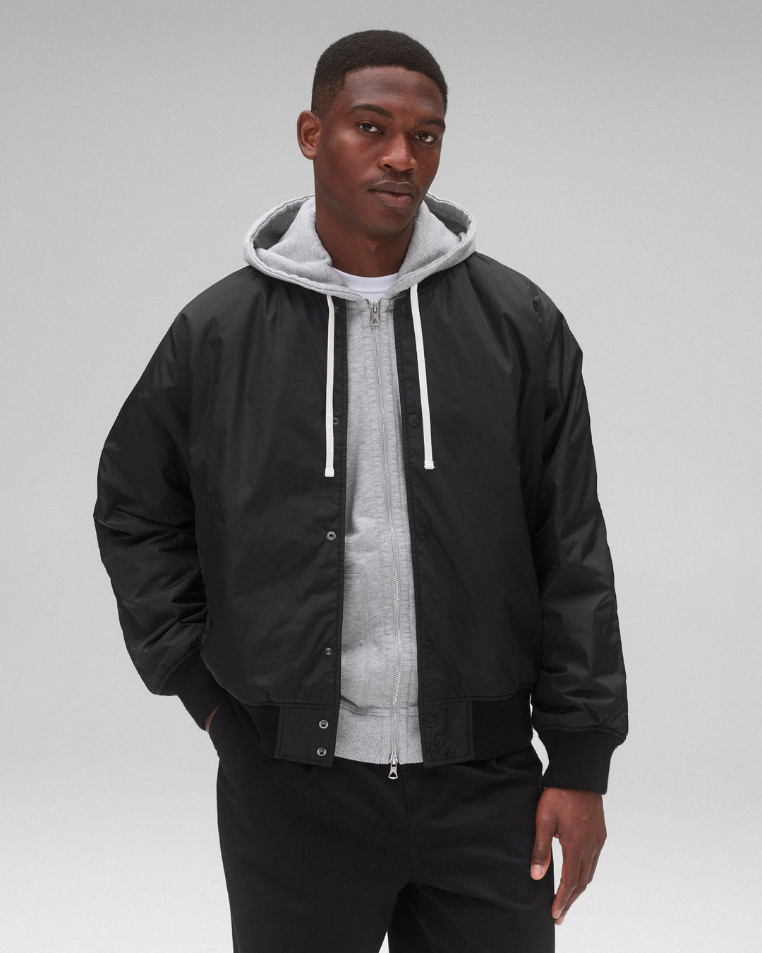 NYLON STADIUM JACKET (BLACK) - REIGNING CHAMP
