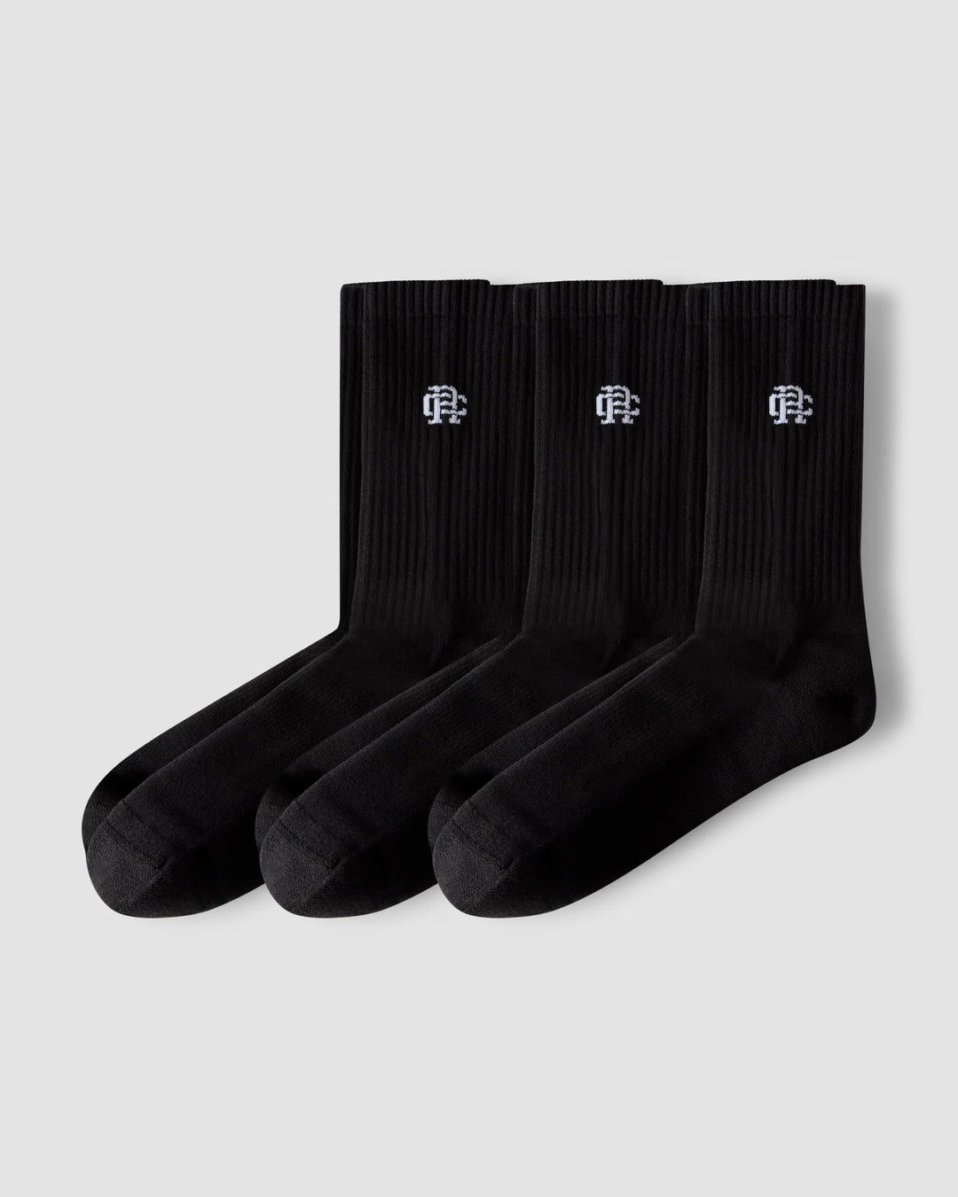 3 PACK CREW SOCKS (BLACK) - REIGNING CHAMP
