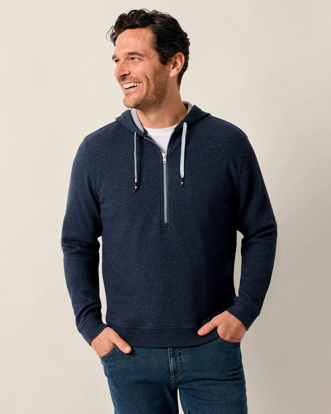 ZOELLER HALF ZIP HOODIE (NAVY) - JOHNNIE-O