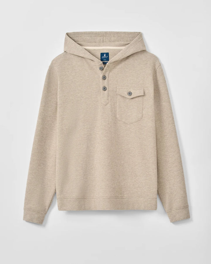 BUTTON HENLEY HOODIE (CREAM) - JOHNNIE-O