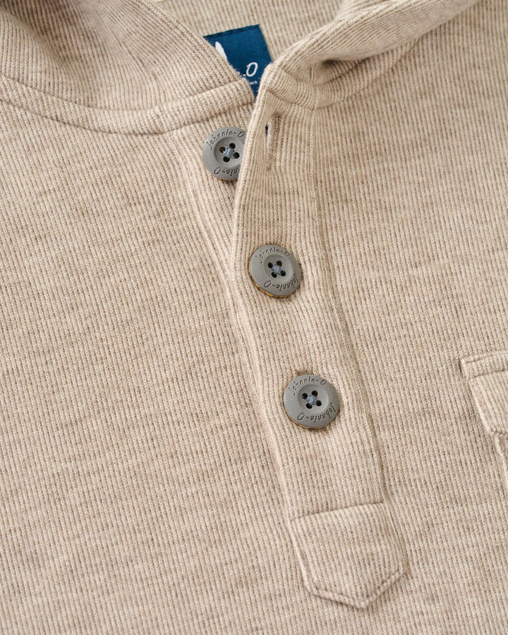 BUTTON HENLEY HOODIE (CREAM) - JOHNNIE-O