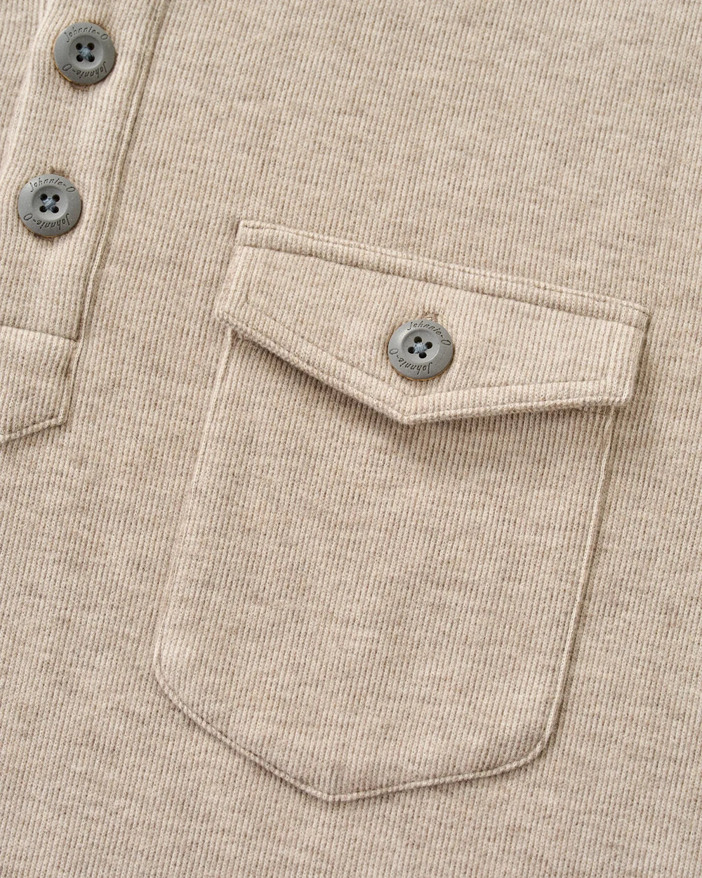 BUTTON HENLEY HOODIE (CREAM) - JOHNNIE-O