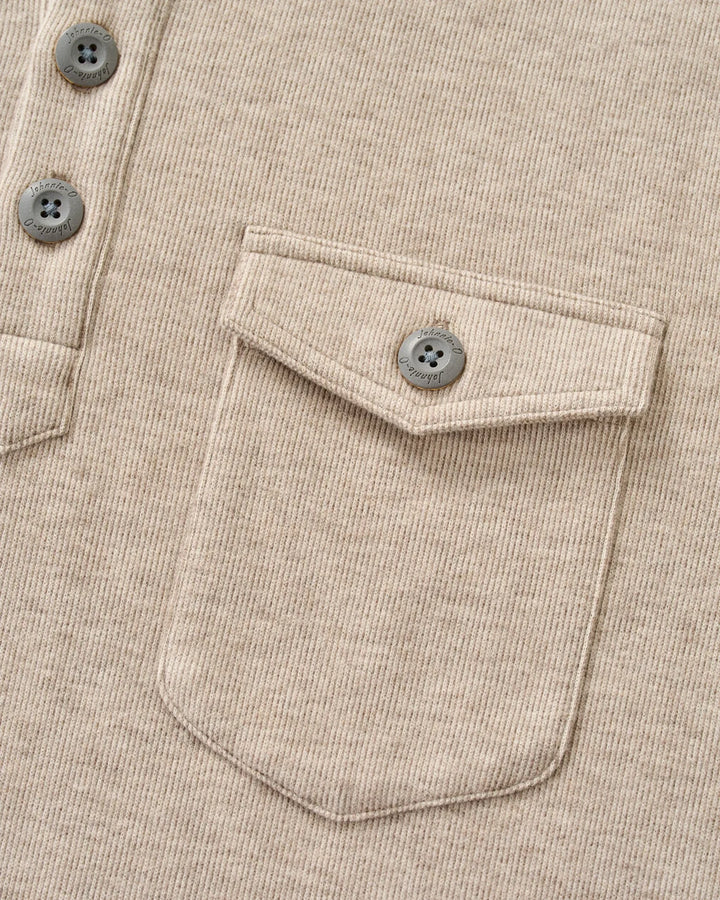 BUTTON HENLEY HOODIE (CREAM) - JOHNNIE-O