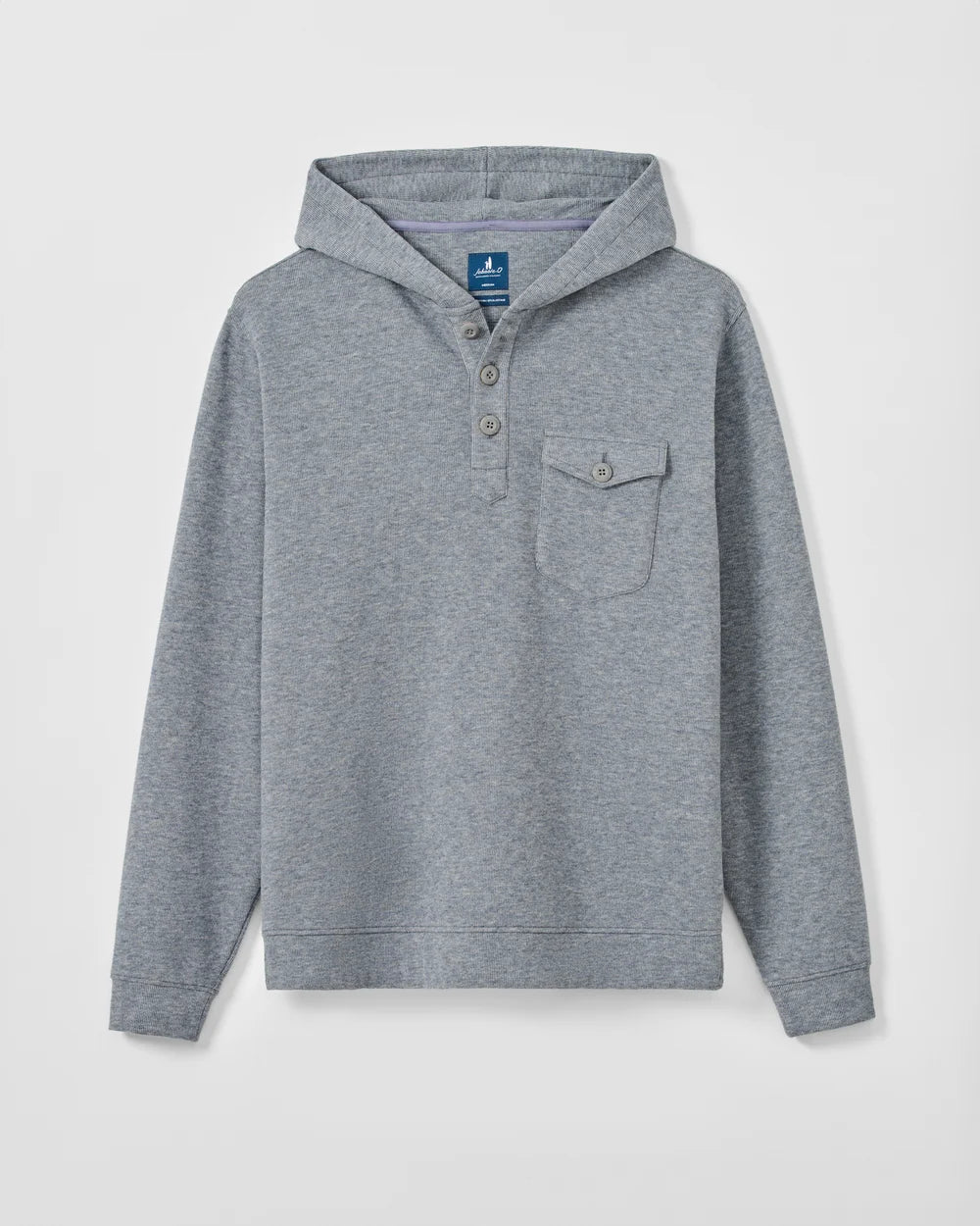 BUTTON HENLEY HOODIE (TITANIUM) - JOHNNIE-O