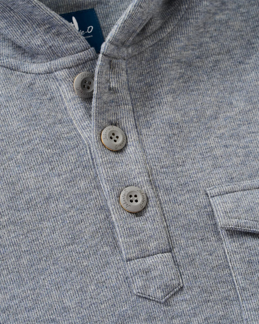 BUTTON HENLEY HOODIE (TITANIUM) - JOHNNIE-O
