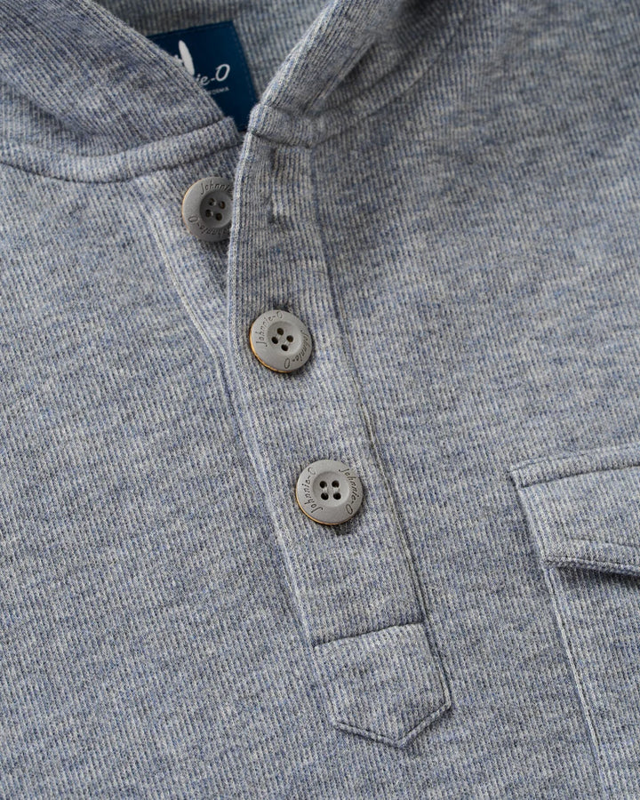 BUTTON HENLEY HOODIE (TITANIUM) - JOHNNIE-O