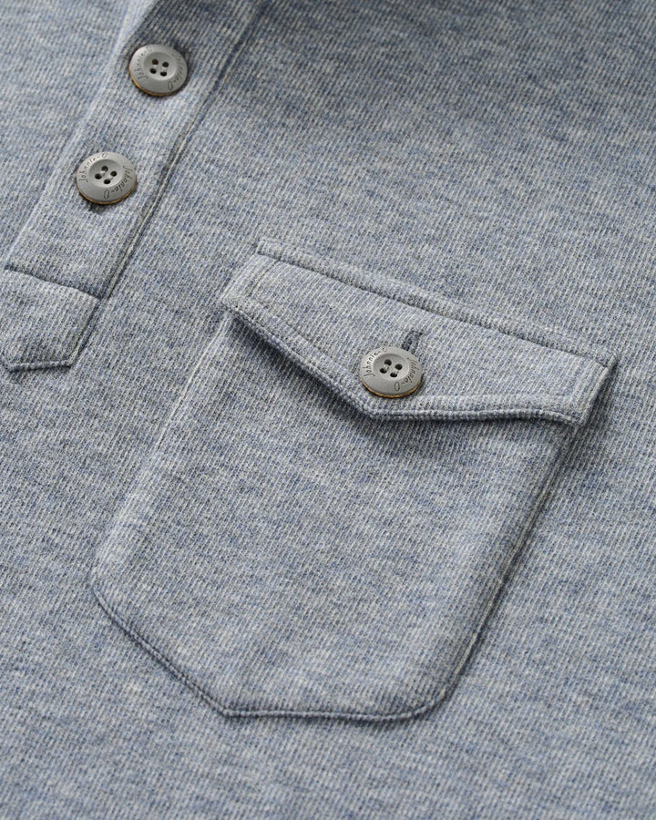 BUTTON HENLEY HOODIE (TITANIUM) - JOHNNIE-O