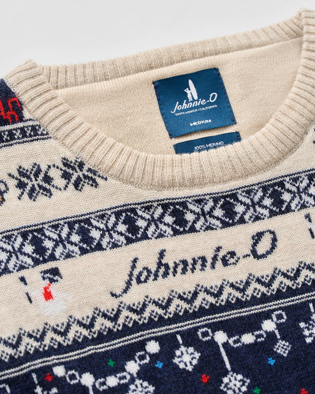 MERINO HOLIDAY SWEATER (CREAM) - JOHNNIE-O