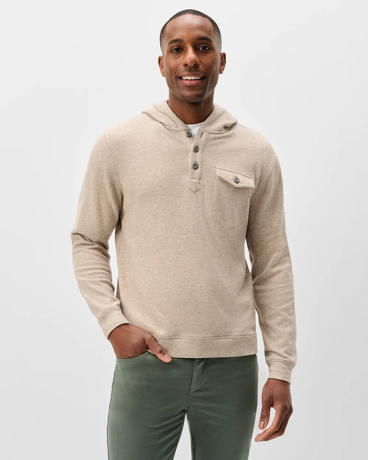BUTTON HENLEY HOODIE (CREAM) - JOHNNIE-O