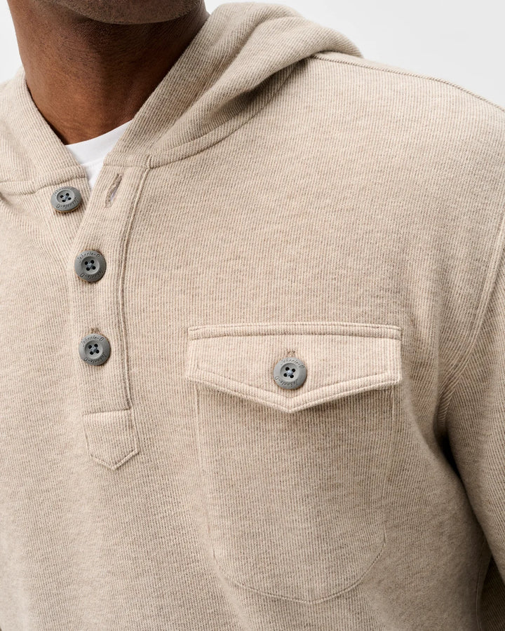 BUTTON HENLEY HOODIE (CREAM) - JOHNNIE-O