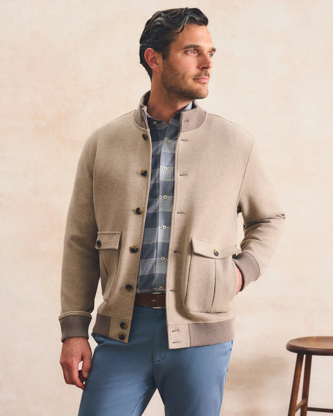 STRETCH KNIT BOMBER (MAPLE) - JOHNNIE-O