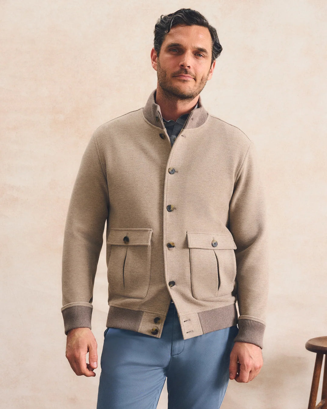 STRETCH KNIT BOMBER (MAPLE) - JOHNNIE-O