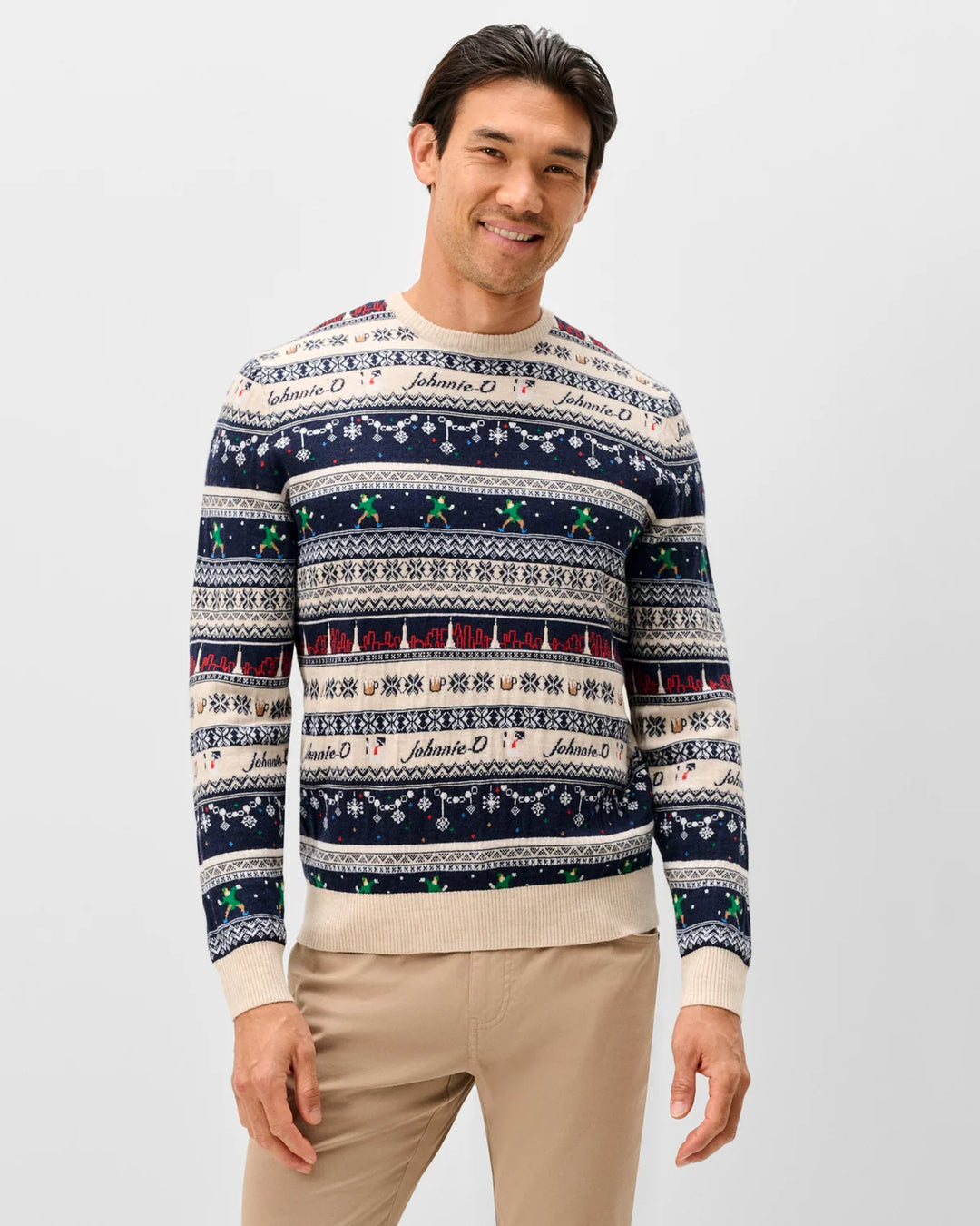 MERINO HOLIDAY SWEATER (CREAM) - JOHNNIE-O