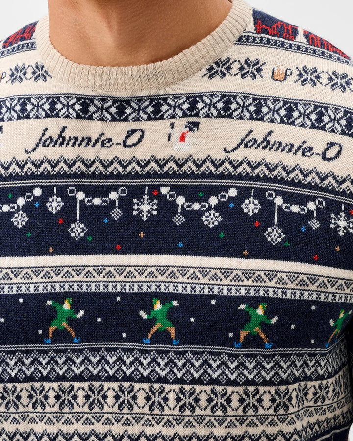MERINO HOLIDAY SWEATER (CREAM) - JOHNNIE-O