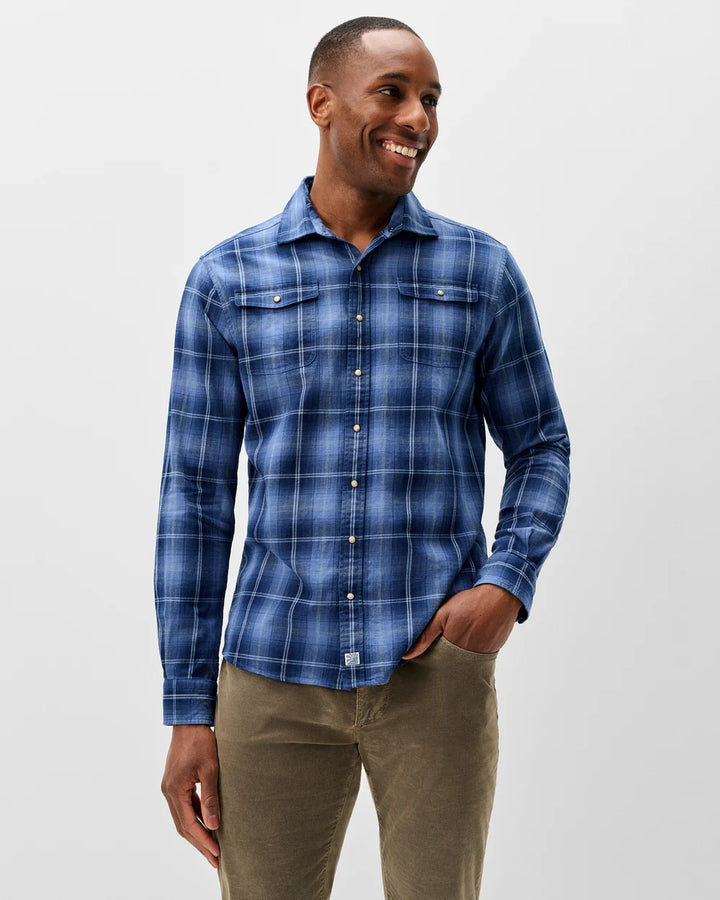 SNAP PLAID BUTTON UP SHIRT (LAKE) - JOHNNIE-O