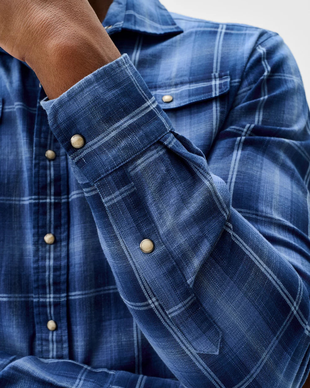 SNAP PLAID BUTTON UP SHIRT (LAKE) - JOHNNIE-O