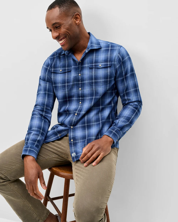 SNAP PLAID BUTTON UP SHIRT (LAKE) - JOHNNIE-O